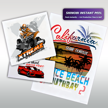 DTF transfers by size option from Shinobi Transfers showing different print size choices